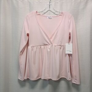 Electric Behavior Pink Babydoll Top Womens S Y2K Style Bella 90s Long Sleeve NWT